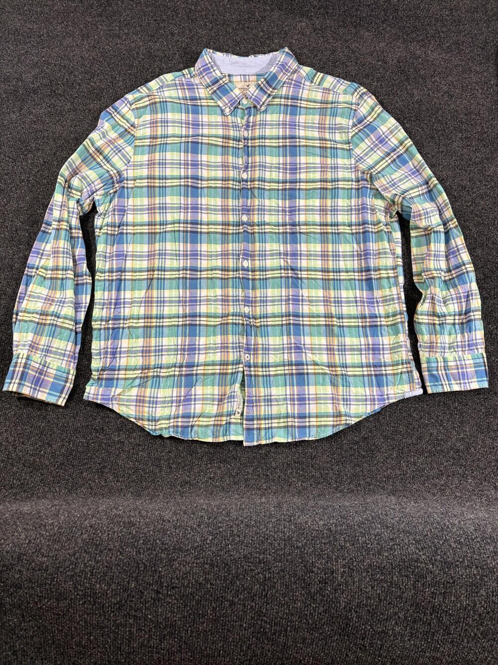 American Eagle Outfitters Shirt Mens 2XL Plaid Long Sleeve Button Up Pocket